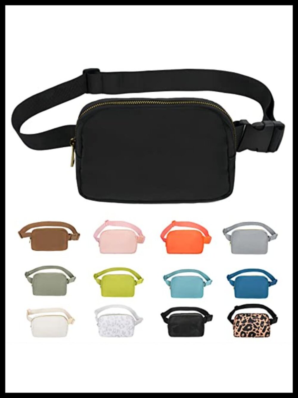 Waterproof Nylon Waist Pack Crossbody Belt Bag Adjustable Lightweight